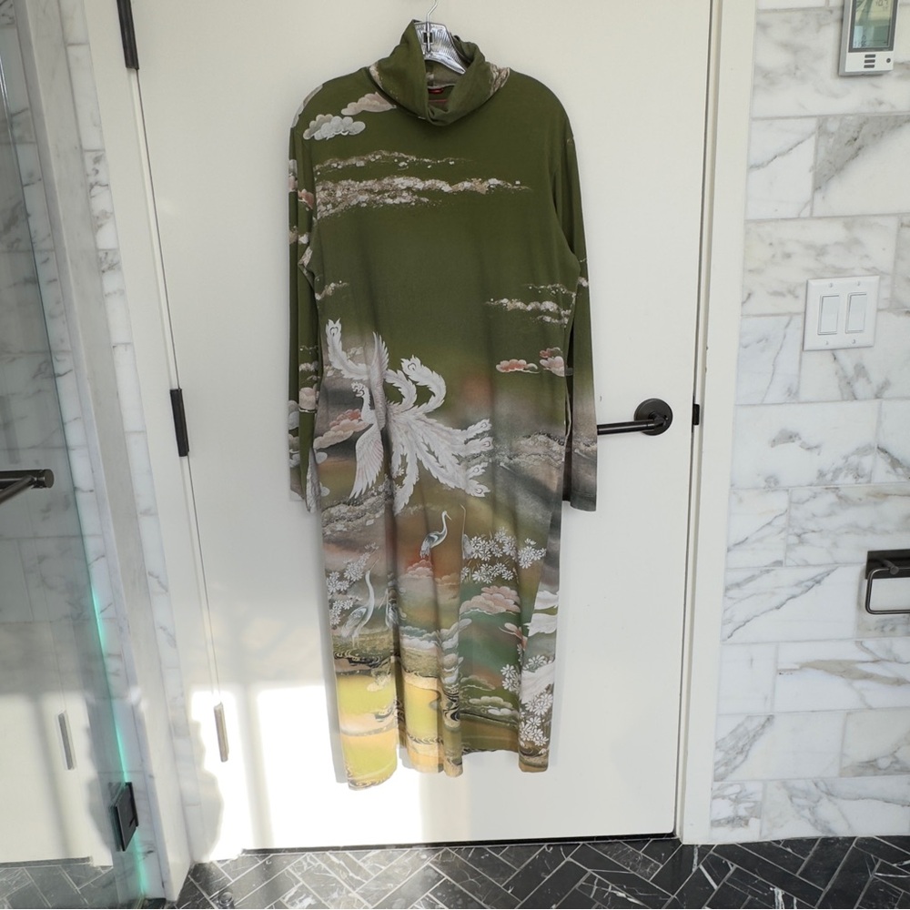 F.R.S. FOR RESTLESS SLEEPERS Longsleeve, Cotton Turtleneck Dress, Green, Size M